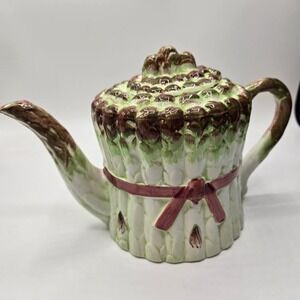 Vintage Ceramic Asparagus Teapot w/ Lid by Seymour Mann Handpainted Collectible